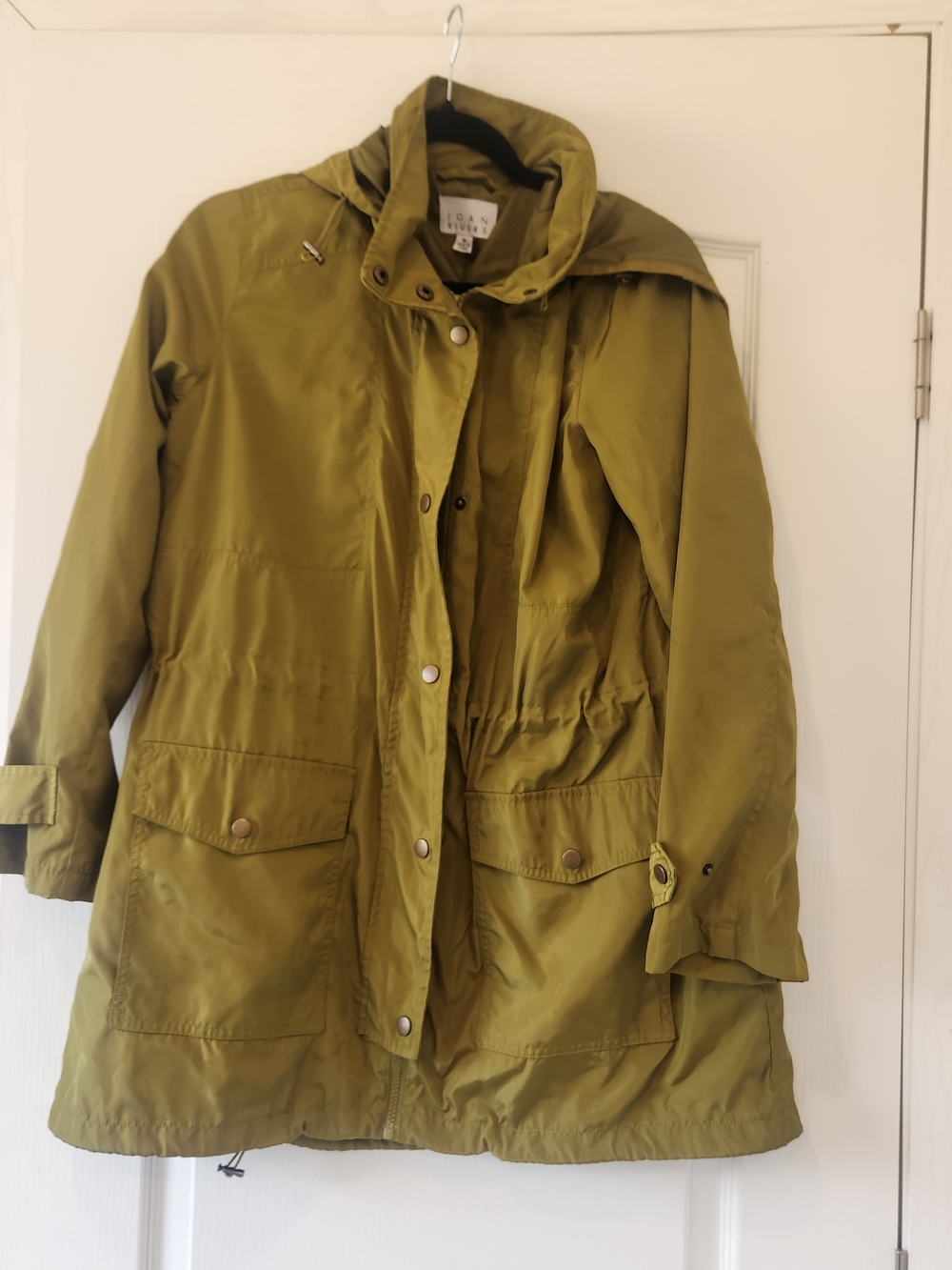 Joan Rivers Olive Green Rain Coat M Euc